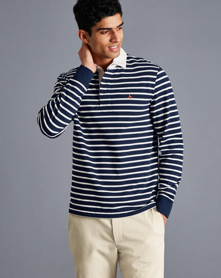 Striped Rugby Shirt - Navy & White